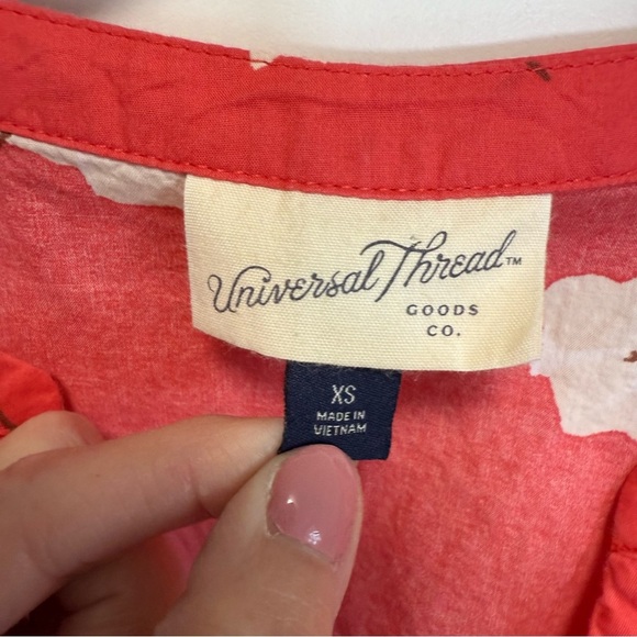 UNIVERSAL THREAD Pink Salmon Floral Puff Sleeve Dress! Size XS - Picture 5 of 9